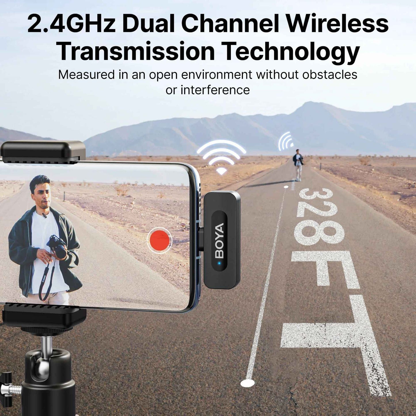 BOYA BY-V3 Microfone de Lapela Sem Fio com Cancelamento de Ruído Recarregável para iPhone Android Câmera Transmissão ao Vivo Vlogging