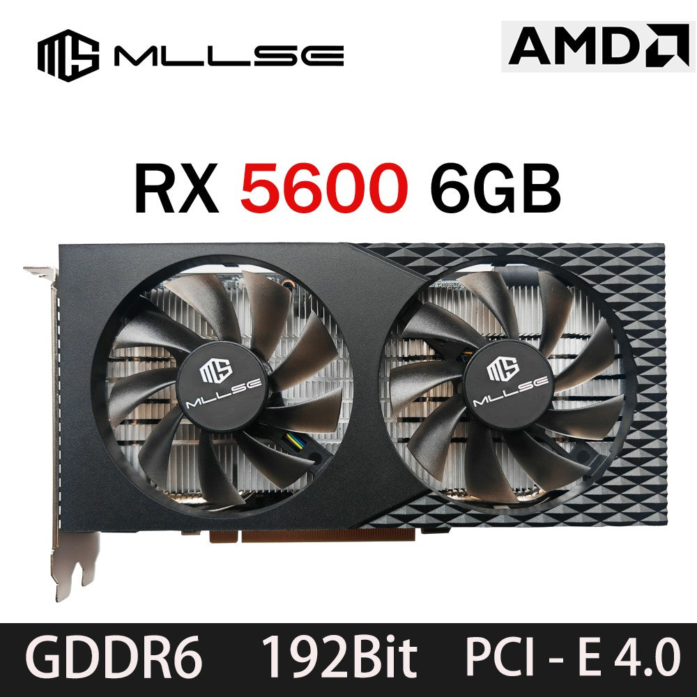 MLLSE Nova Placa Gráfica AMD Radeon RX5600 6GB GDDR6 6+8Pinos GPU para Jogos RX5600 6GB Placa Gráfica para Computador de Mesa