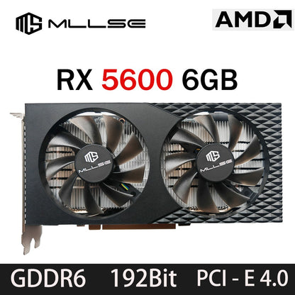 MLLSE Nova Placa Gráfica AMD Radeon RX5600 6GB GDDR6 6+8Pinos GPU para Jogos RX5600 6GB Placa Gráfica para Computador de Mesa