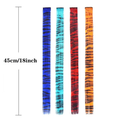 Apliques de Cabelo Sintéticos Coloridos e Vibrantes com Estampa de Leopardo para Uso Diário e Festas, Crianças e Cosplay, Estilo Y2K