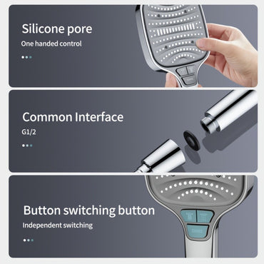 8 Modes Turbo Pressurized Shower Head 12cm Large Panel Water Saving Showerheads Explosion-proof Thickened ABS Filter Shower Head