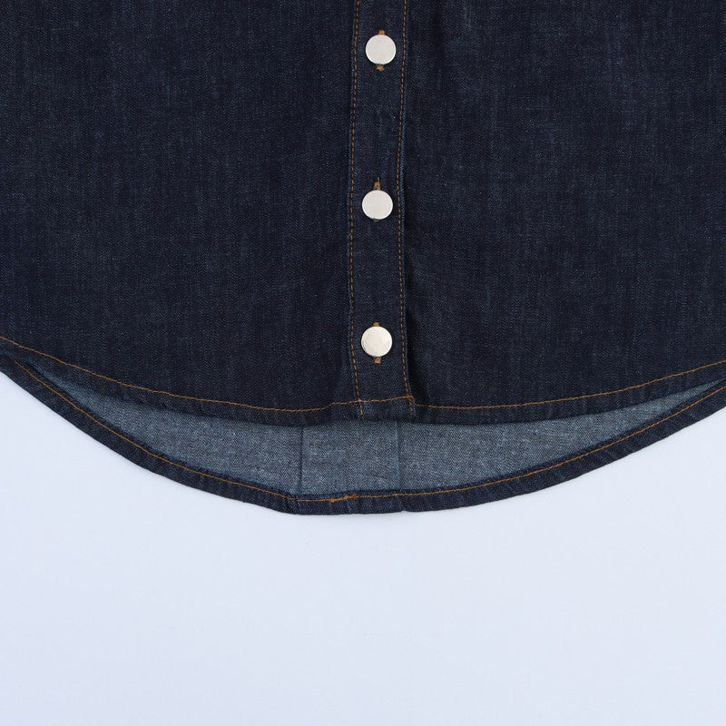 XNWMNZ 2025 Summer Woman's Casual Commuting Long Sleeve Denim Long Sleeve Top Simple Lady Blue Turn-down Collar Fashion Shirt