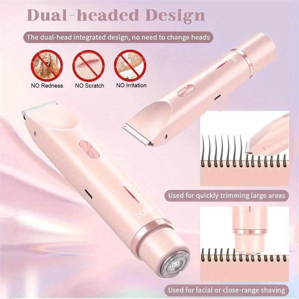 2-in-1 dual-head electric epilator and shaver for underarms, legs and face hair removal, birthday/Christmas gift