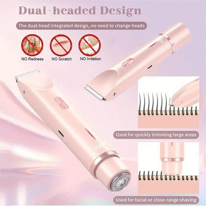 2-in-1 dual-head electric epilator and shaver for underarms, legs and face hair removal, birthday/Christmas gift