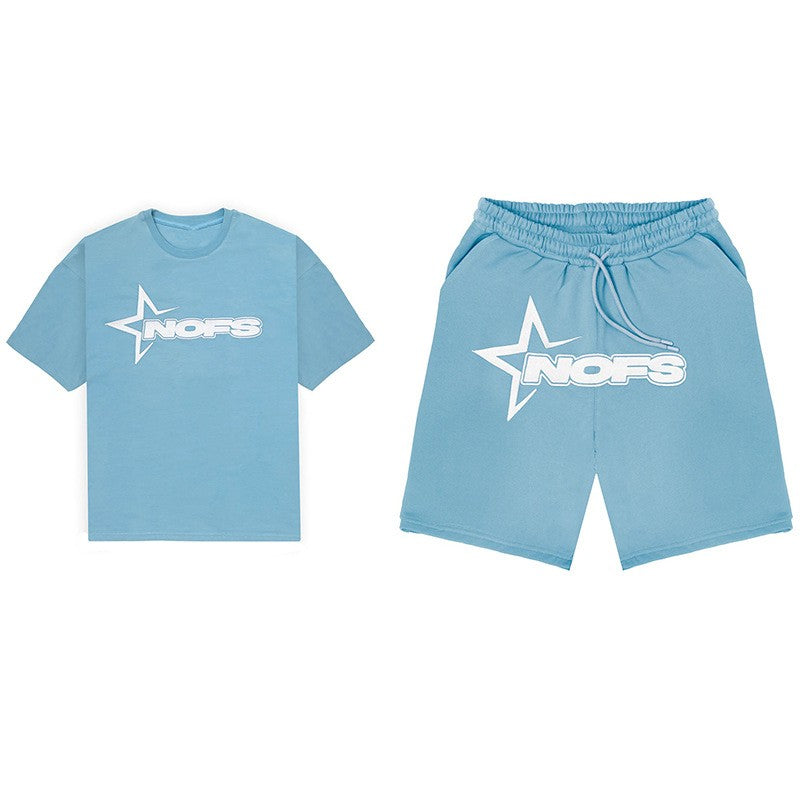 Summer Casual Sports Suit For Men Comfortable Breathable Clothing Running Sets Fitness Tracksuit T-shirt+Shorts Two-Piece Set