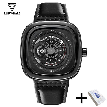 Mark Fairwhale Fashion Watch For Men Casual Leather Strap Quartz Watch Sports Waterproof Square Wristwatch Man 2025 Hot Sale