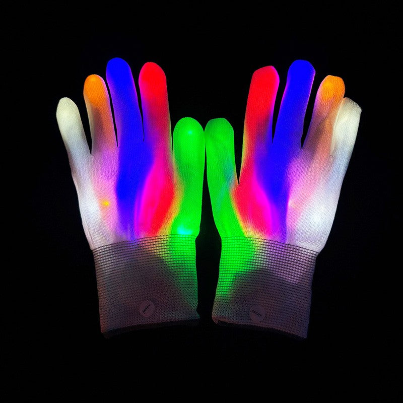1Pair LED Gloves Neon Glowing Halloween Party Light Props Luminous Flashing Skull Gloves Stage Costume Glow Party Supplies