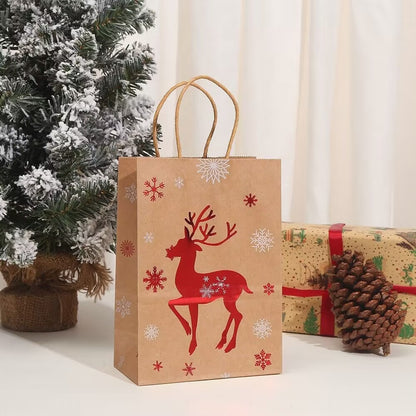 Christmas Kraft Paper Handbags 2026 Xmas Gifts Bag Merry Christmas Decor For Home Cristmas Navidad New Year Packing Bags