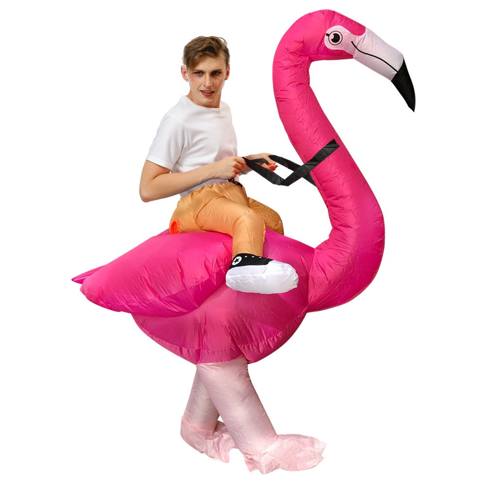 Flamingo Adult Inflatable Suit, Funny Party Costume, Halloween/Christmas/Themed Cosplay, Suitable for Heights of 150-190cm