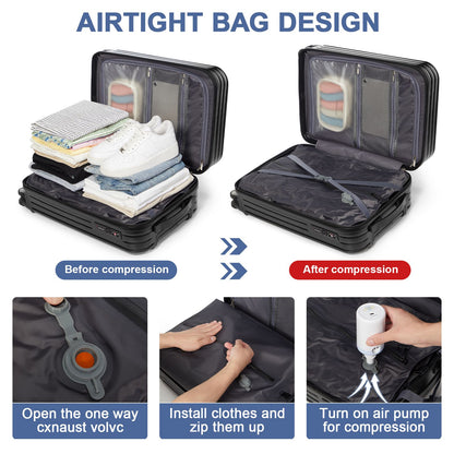 New Valigie, Suitcase Plane Cabin Luggage Vacuum Compression roller Luggage, Vacuum Storage For Clothes?Large Size Suitcase