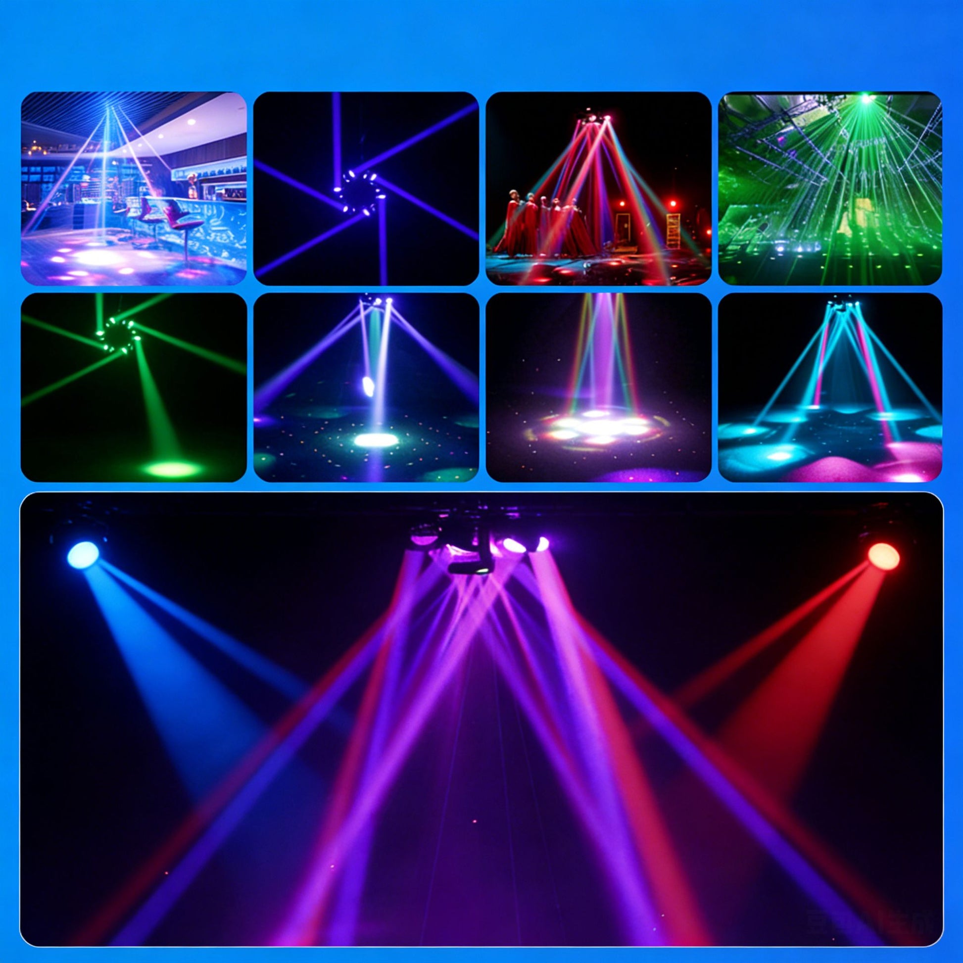 6-Arm Bee Eye Moving Head Dj Light 150W RGBW Stage Party Beam Light DMX512 Sound Activated Disco Lighting with Remoter