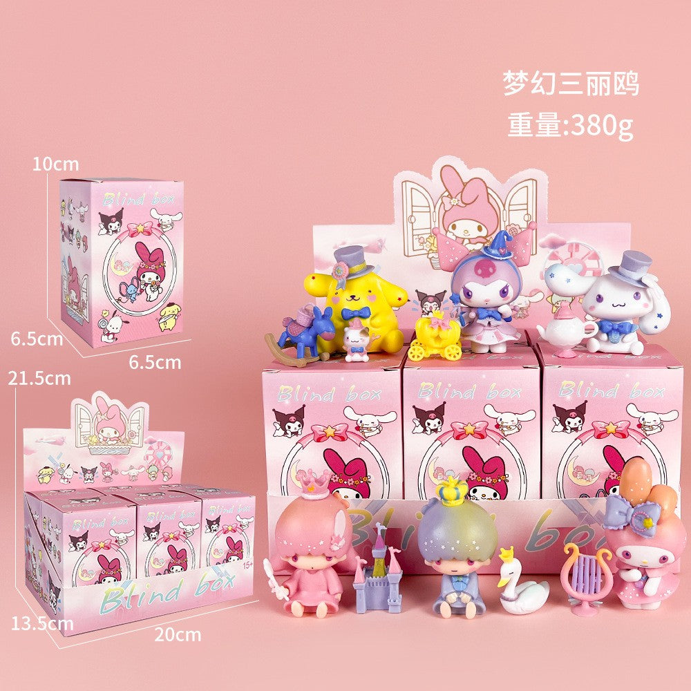 Sanrio Nova Série Flor de Rima Blind Box Kawaii Kuromi Pochacco Cinnamoroll Melody Caixa Surpresa Boneca Sacola Surpresa Decoração Brinquedo Presente
