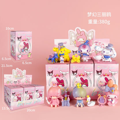Sanrio Nova Série Flor de Rima Blind Box Kawaii Kuromi Pochacco Cinnamoroll Melody Caixa Surpresa Boneca Sacola Surpresa Decoração Brinquedo Presente