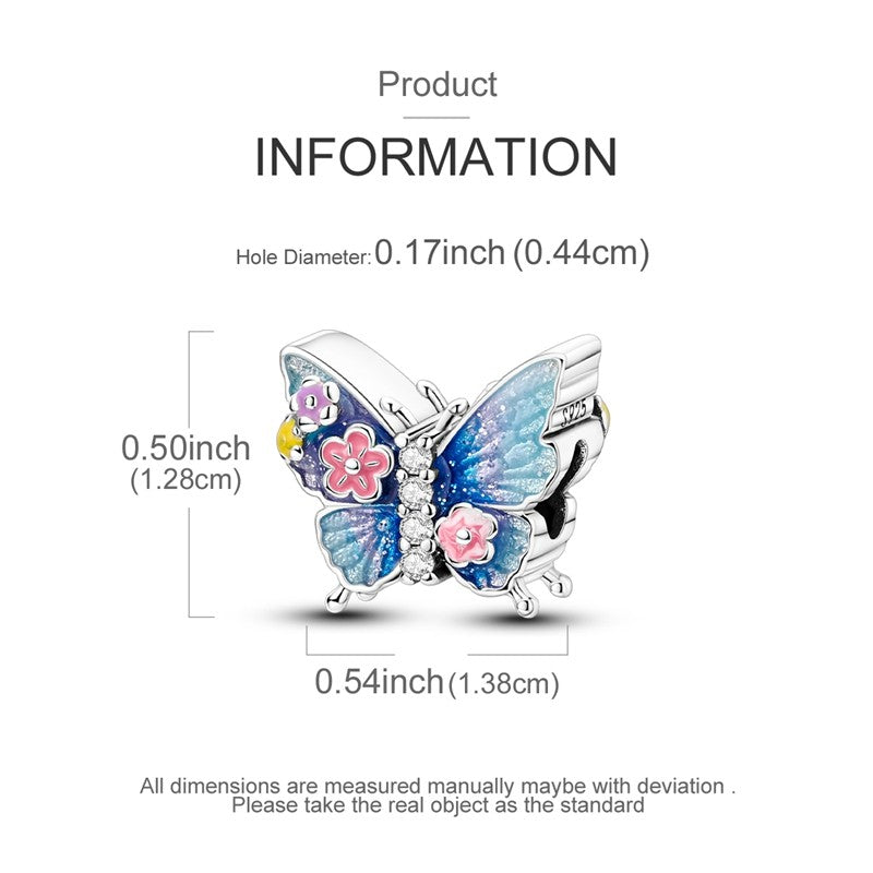 Pingente Charm Libélula Tema Primavera Prata Esterlina 925 Borboleta Flor Pendente Compatível com Bracelete Colar Joias DIY