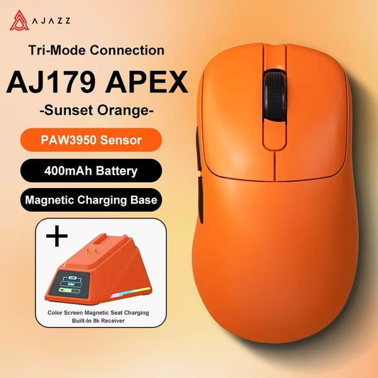 AJAZZ AJ179 APEX PAW3950 30000DPI 8Khz Wireless Gaming Mouse Right Handed Ergonomic Mouse with RGB Magnetic Screen Charging Base
