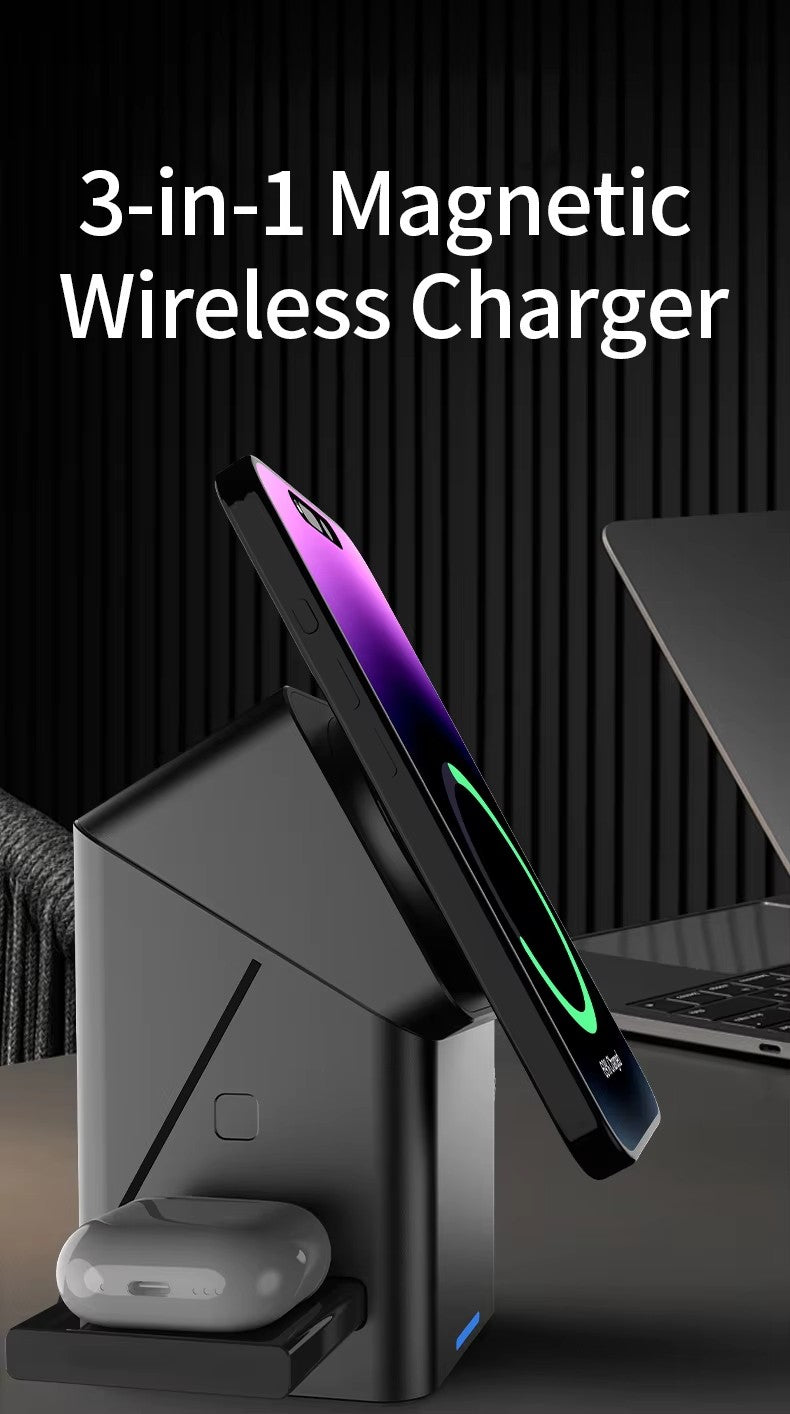 Rotating Magic Wireless Charger 3 in 1 Magnetic for Apple Dock Charger for Iphone 16 15 14 13 Pro Max Iwatch Airpods Charger
