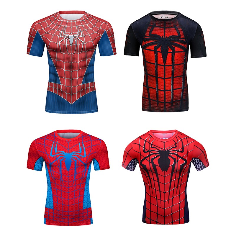 New Men Comics Cosplay Spiderman Iron Man Compression T-shirt Short Sleeve Sport Tees Tops Fitness Sportwear Marvel Clothes