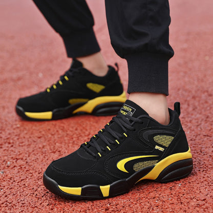 Plus Size Men's Trendy Colour Block Sneakers, Comfy Non Slip Lace Up Casual Durable Shoes For Men's Outdoor Activities