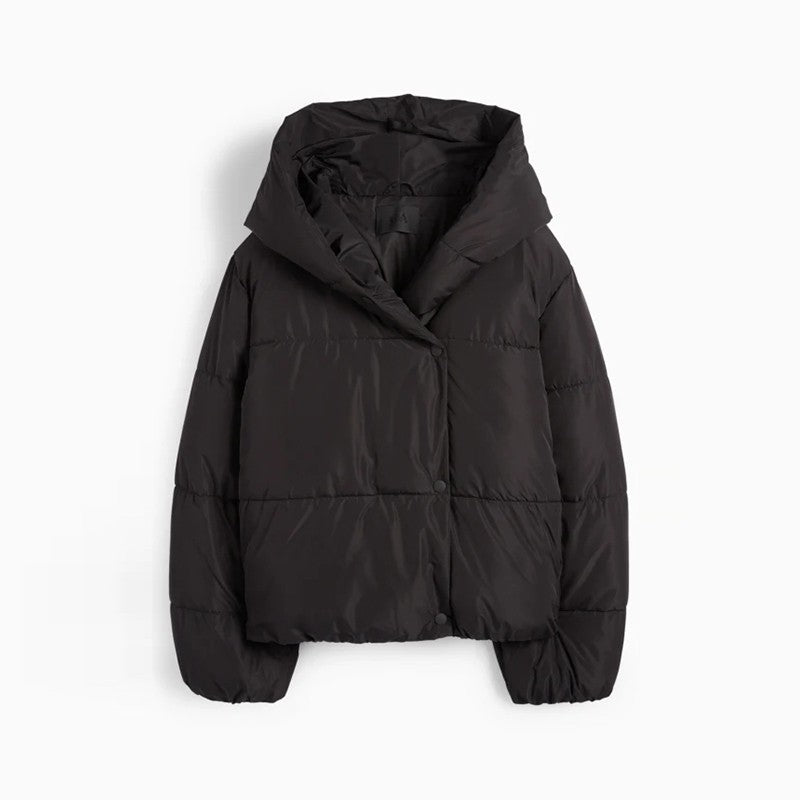 Women's Hooded Cotton Jacket Casual Winter Coat Comfortable Pocket Zipper Button Warm Lady Coats Daily Street Outerwear 2025