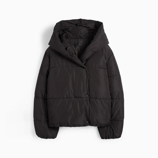 Women's Hooded Cotton Jacket Casual Winter Coat Comfortable Pocket Zipper Button Warm Lady Coats Daily Street Outerwear 2025