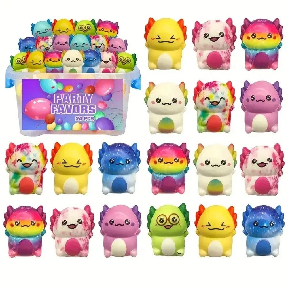 && 12/24PCS Kids Adult Mini Kawaii Newt Cute Squishy Stress Relief Squeeze Toy Slow Rising Toy Carnival Goodie Party Send Gift