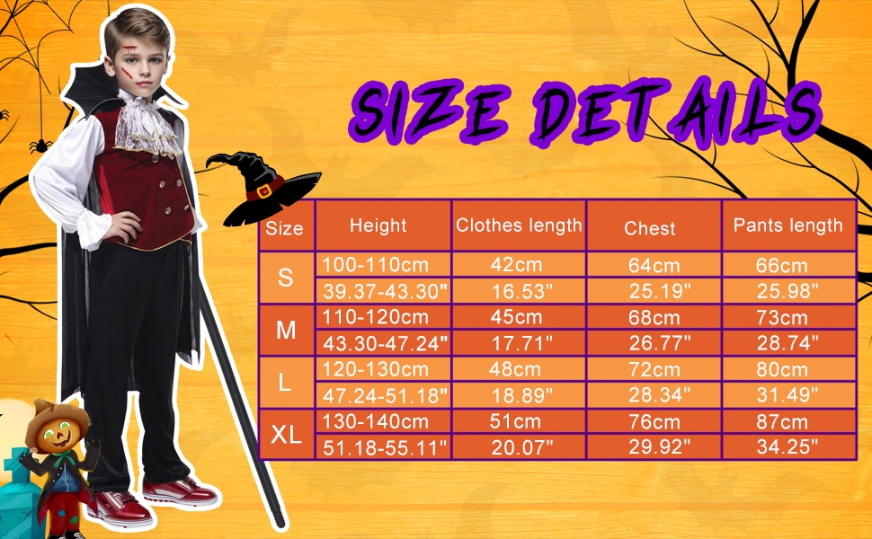 Kids Vampire Cosplay Costume for Boys Men Halloween Carnival Party Costumes with Walking Cane Stickers False Teeth
