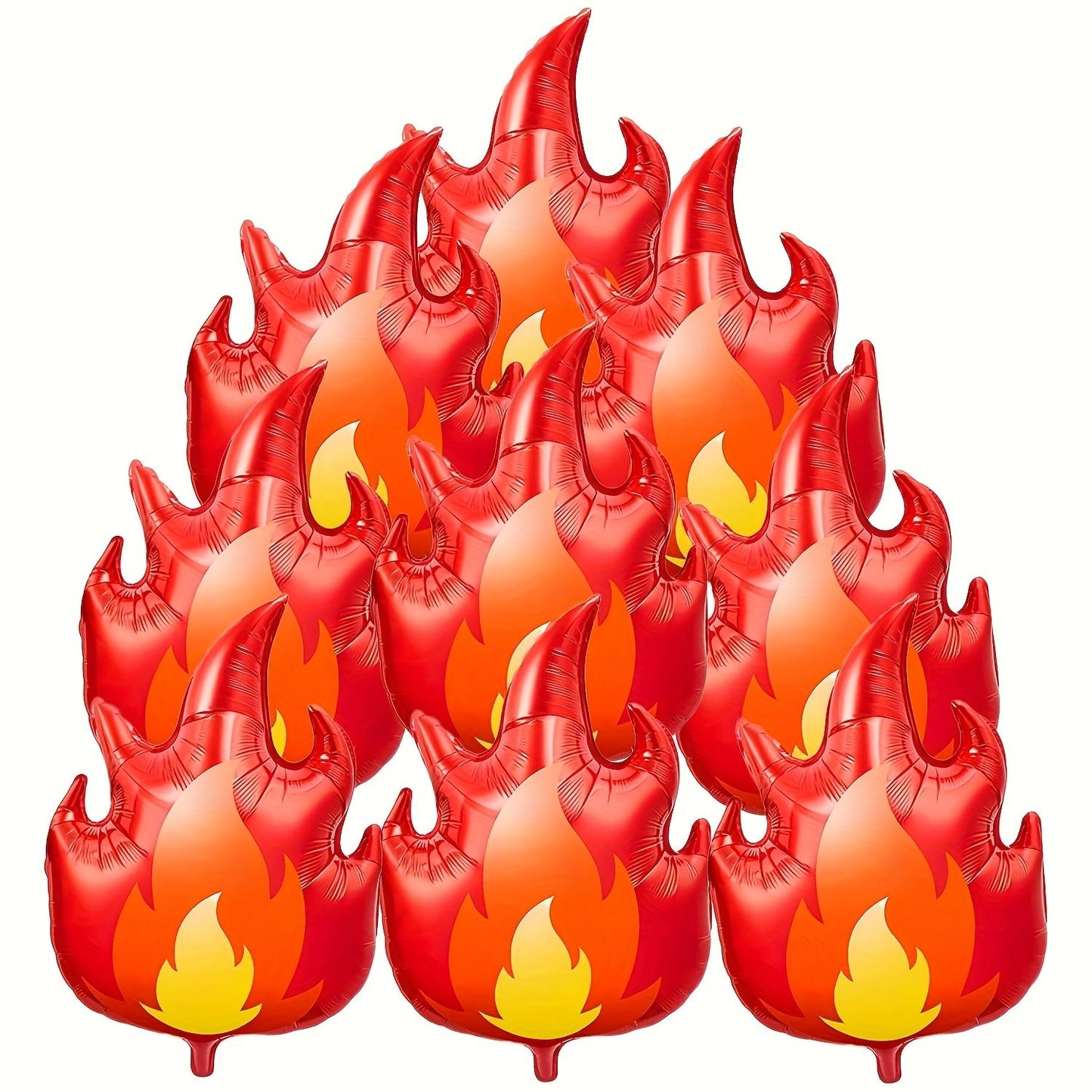 5pcs Flame Foil Balloons for Firefighter Theme Birthday Parties - Aluminum Foil Inflatable Decorations Birthday Party Supplies