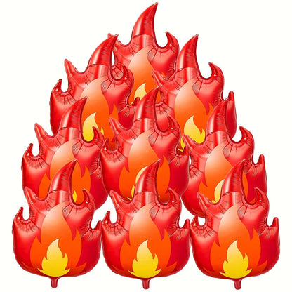 5pcs Flame Foil Balloons for Firefighter Theme Birthday Parties - Aluminum Foil Inflatable Decorations Birthday Party Supplies