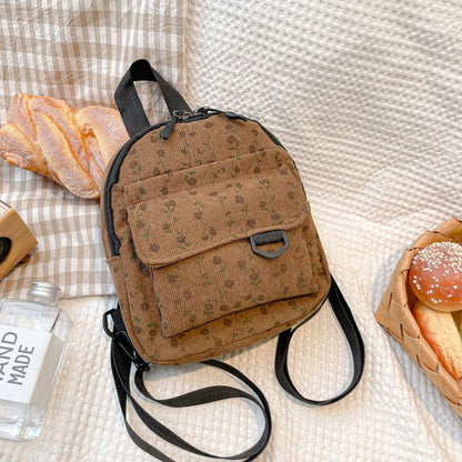 Nova Mini Mochila de Veludo Cotelê 2025 Elegante Espaçosa Leve Mochila de Viagem para Estudantes