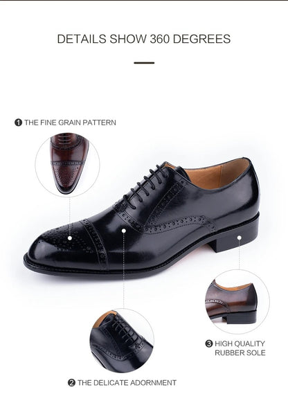 Classic Brogue Shoe Men's Business Suits Matches New Style Genuine Cowhide Handmade Formal Office Wedding Party Mans Dress Shoes