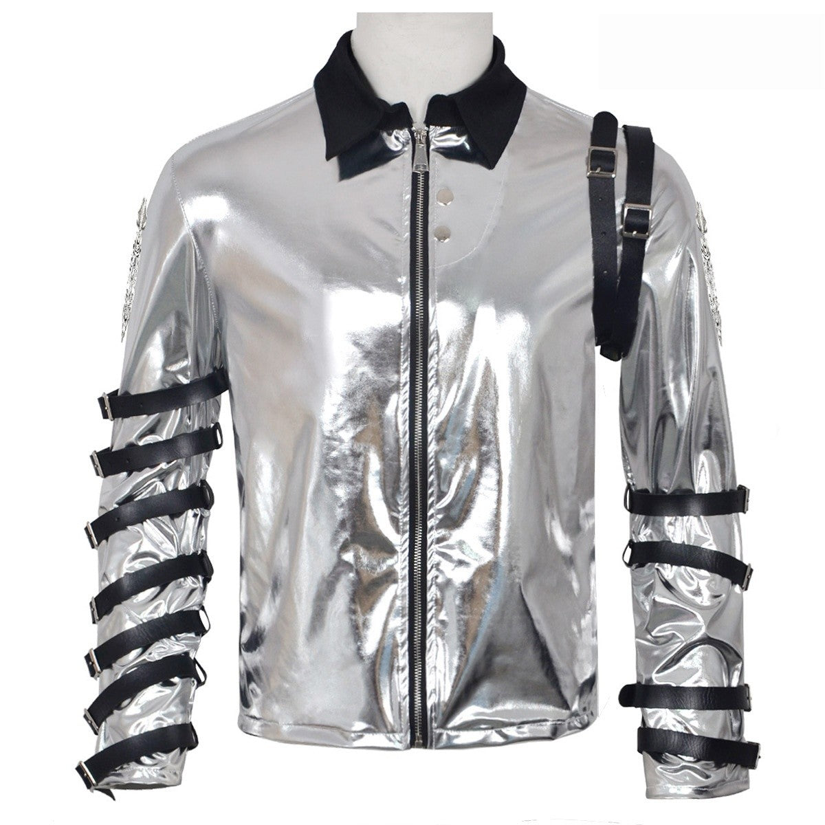 Men's Michael Jackson Cosplay Costume Stage Performance Cosplay Costume Halloween Performance Leather Jacket Classic Clothing
