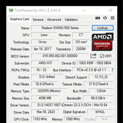 SEJISHI 4GB GDDR5 RX550 Graphics Card - Ideal for Gaming, Streaming, and Everyday Computing Tasks