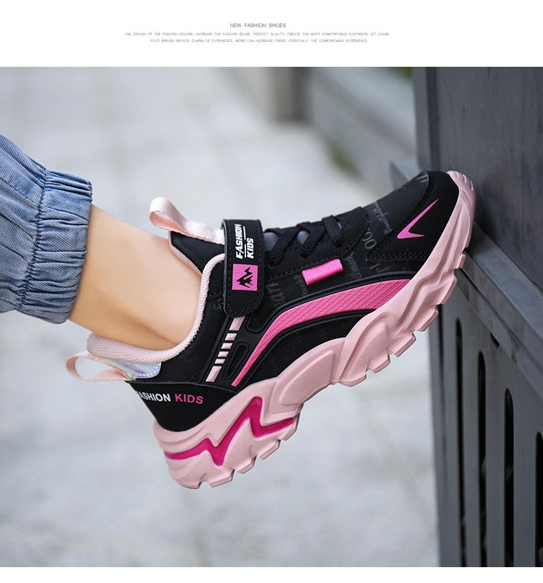 Girls Sneakers Lightweight Athletic Comfortable Shoes with Velcro Closure Kids Non-Slip Casual Walking Running Sports Shoes