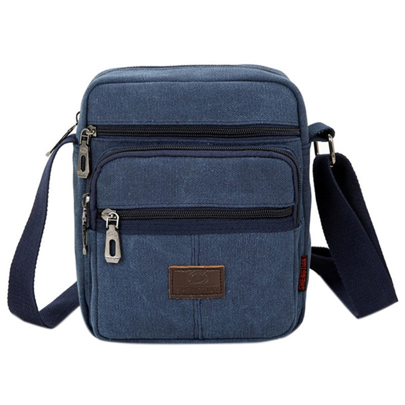 Multifunctional Men's Shoulder Bag Flap Solid Color Casual Messenger Canvas Travel Male Crossbody Bags