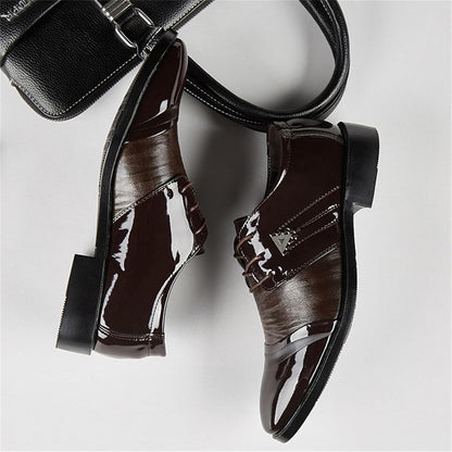 Mens Lace Up Dress Shoes Modern Formal Business Casual Office Suit Tuxedo Patent Leather Oxford Shoes