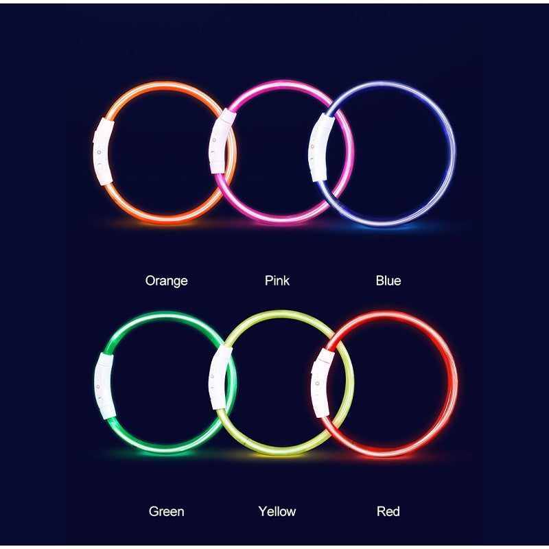Coleira Luminosa LED para Cães e Gatos, Recarregável USB, Noturna, Anti-perda, Para Cães e Gatos de Pequeno, Médio e Grande Porte, Acessórios de Segurança para Animais de Estimação