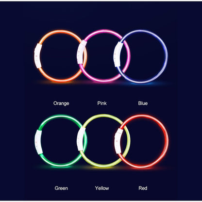 Coleira Luminosa LED para Cães e Gatos, Recarregável USB, Noturna, Anti-perda, Para Cães e Gatos de Pequeno, Médio e Grande Porte, Acessórios de Segurança para Animais de Estimação