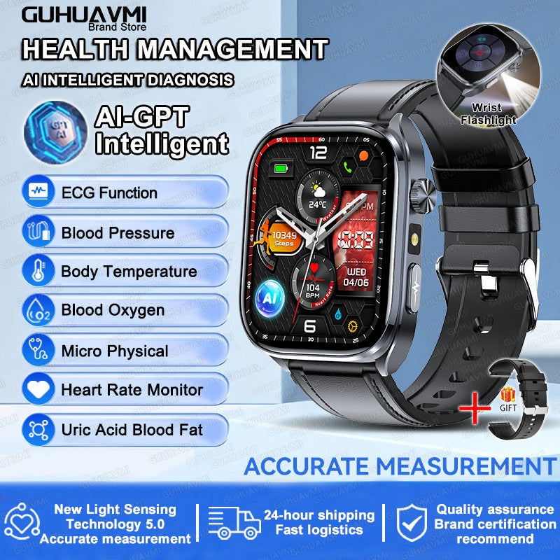 2025 Novo Smartwatch Masculino AI Diagosis ECG Saúde Pressão Arterial Lipídio Ácido Úrico AI-GPT Respostas Inteligentes Saúde Smartwatch Para Homens