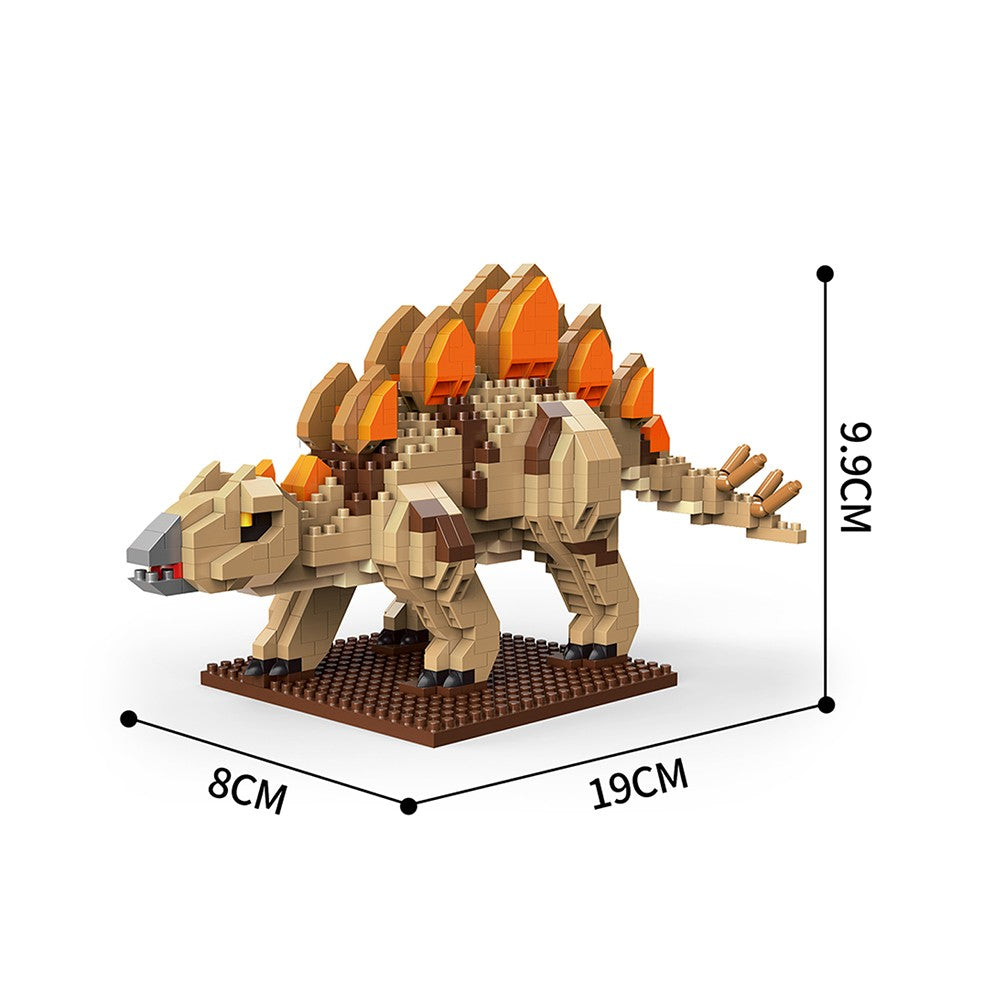 KNEW BUILT Brinquedos de Blocos de Montar Micro Mini Estegossauro T-rex - Crie um Mundo de Dinossauros, Presente de Festival para Crianças, Brinquedo de Montagem DIY Quebra-cabeça