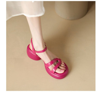 Designer New Women's Sandals 2025 New Fashion High Heels Summer Outdoor Beach Shoes Mary Jane Women Open Toed Thick Heel Sandals