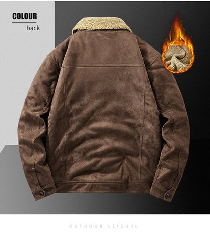 NEEDLESNOAH Autumn Winter Men Warm Pilot Jackets Fleece Suede Thick Coats Male Single Breasted Classic Parkas Fahion Windbreaker