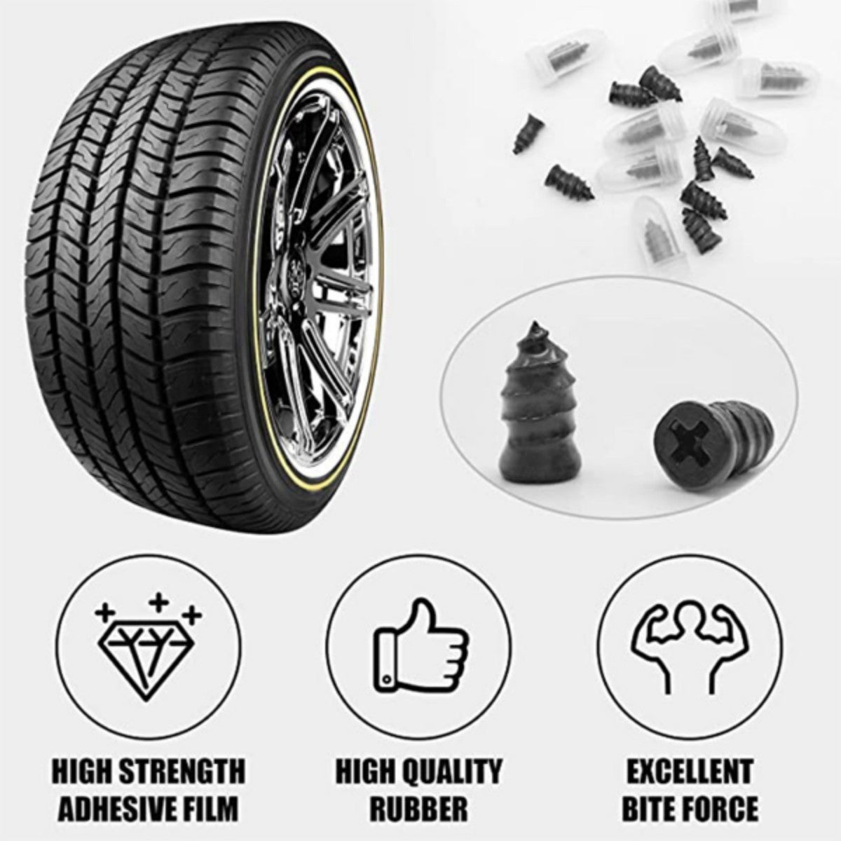 Kit Reparo Pneu 60 Peças DIY Furo Pneu Carro Caminhão Moto Casa Plug Remendo Borracha Pregos Acessórios Pneu Carro