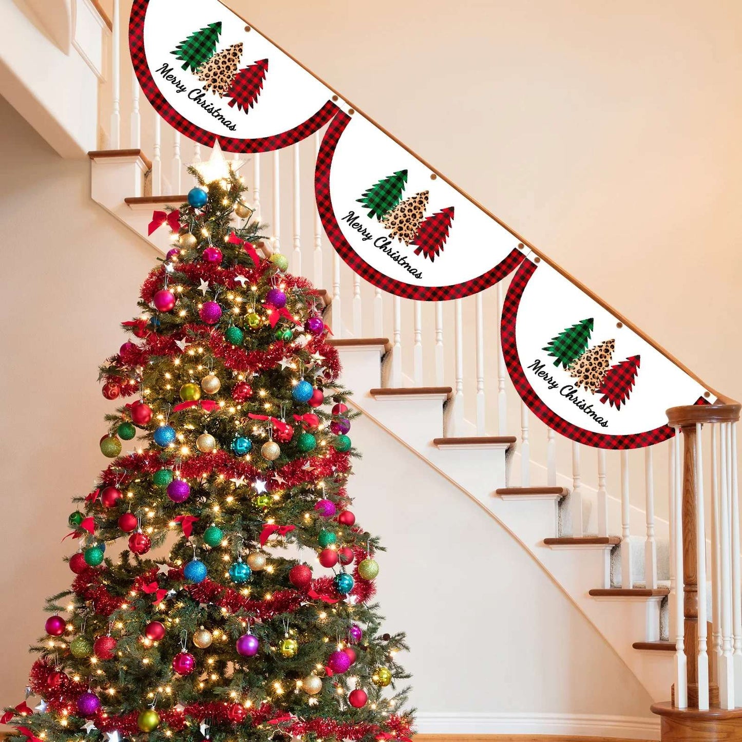 VIKAMA Merry Christmas Flag Banner Season's Greetings Decorations For Home Christmas Gatherings Garden Courtyard Banner