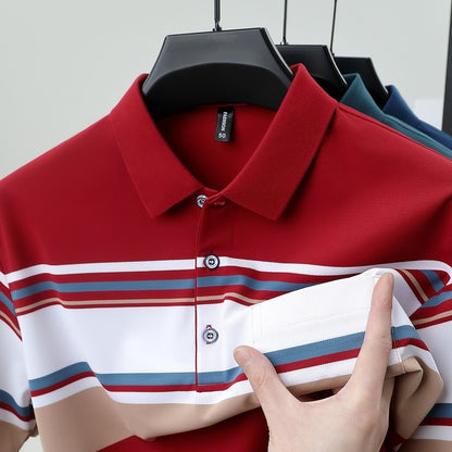 High quality brand men's short sleeved polo shirt summer fashion  striped design youth personalized top casual business T-shirt