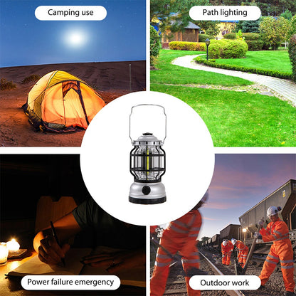 Super Bright LED Camping Light Rechargeable Flashlight Outdoor Portable Carrying Light with COB Beads and Infinitely Dimmable