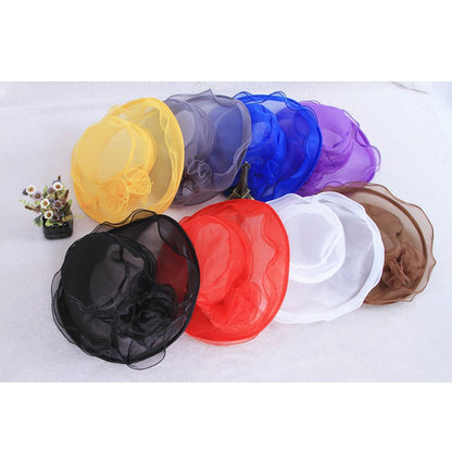 Chapéu Fascinator Derby para Igreja de Organza para Mulheres Chapéu de Casamento para Chá Kentucky Chapéu Derby para Mulheres Fedoras de Aba Larga Formal Kentucky