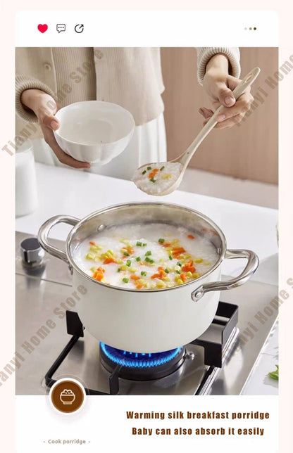 304 Stainless Steel Soup Pot Non-stick Frying Pan with lid Home Hot Pot Induction Cooker Gas Stove wok Food Supplement Milk Pot