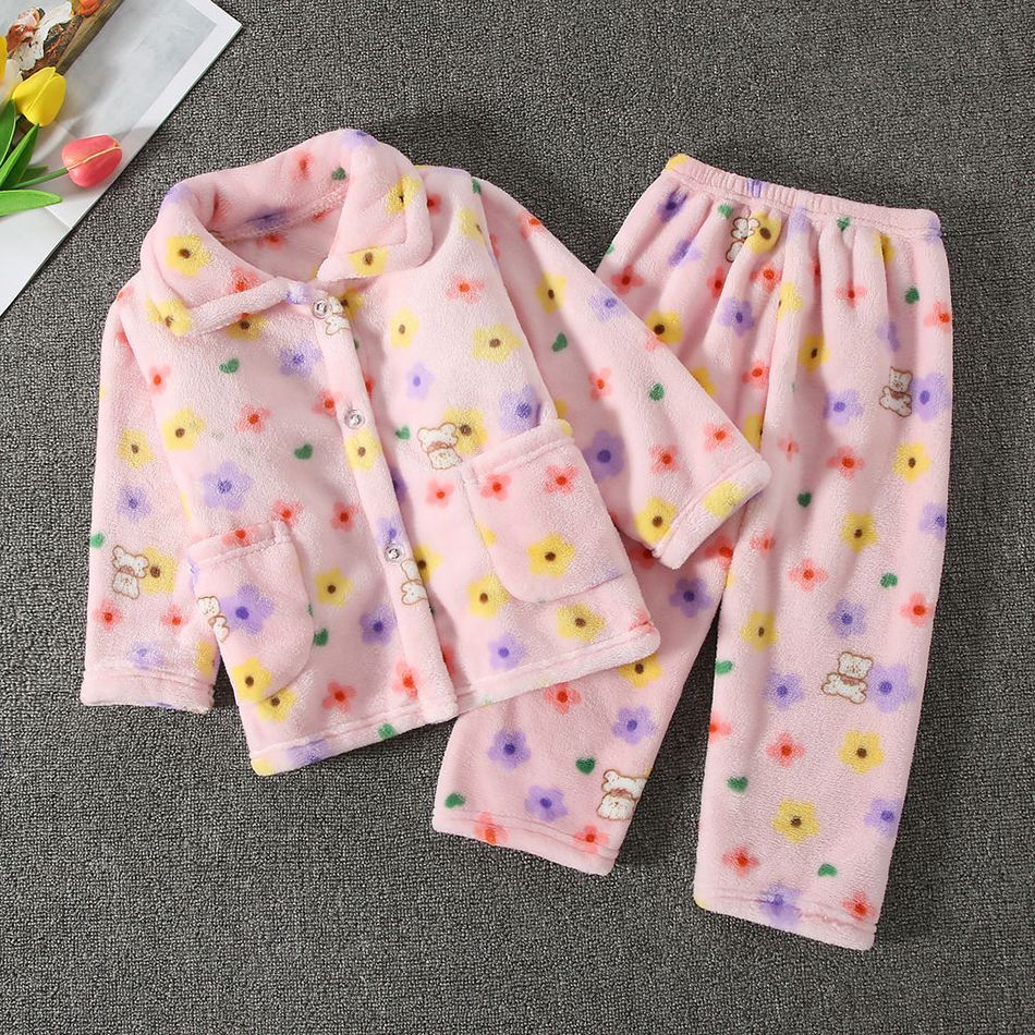 High Quality Coral Fleece Flannel Cute Cartoon Pattern Pajama Sets Boys and Girls Long Sleeve Warm Comfortable Winter Sleepwear