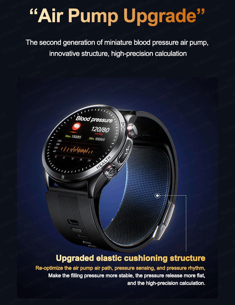 2026 New Health track NFC Air Pump+Air Bag Smartwatch Men Accurate Blood Pressure watches Uric Acid ECG Call Smart Bracelet lady