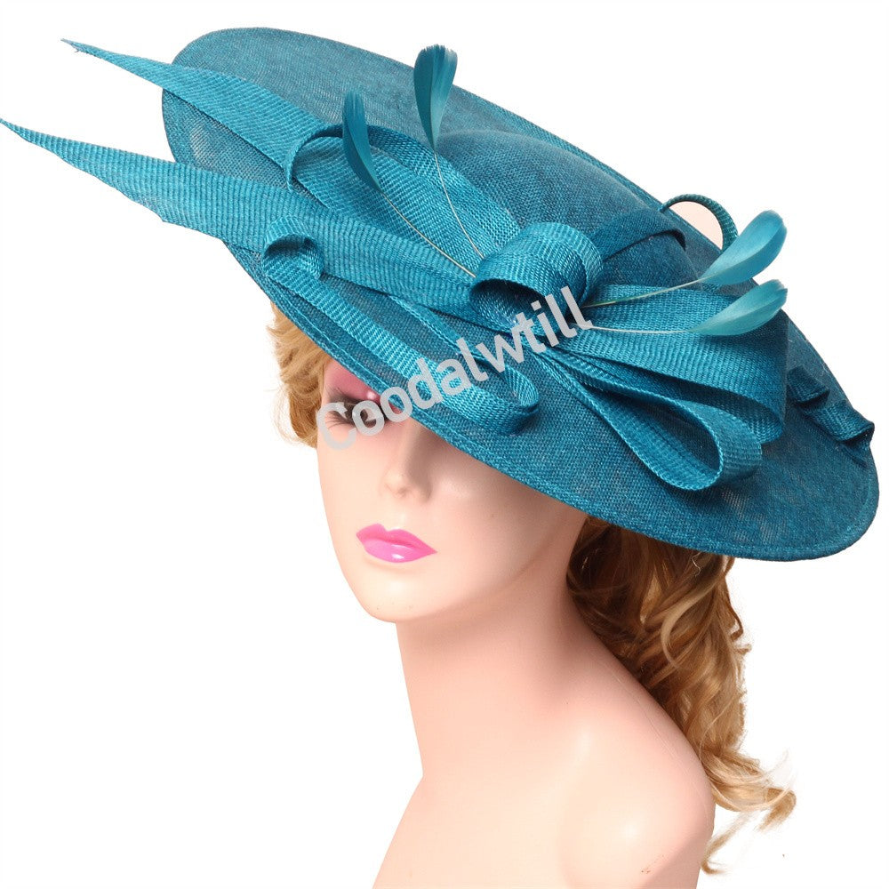 Royal Ascot Big Fascinator Hats Headband Ladies Church Kentucky Derby Headpiece Ladies Race Fashion Hair Accessories Bride Hats